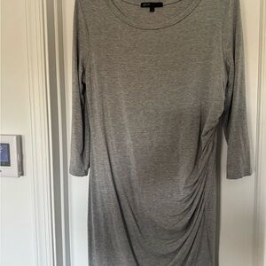 Gray Long-Sleeves Ruched Dress